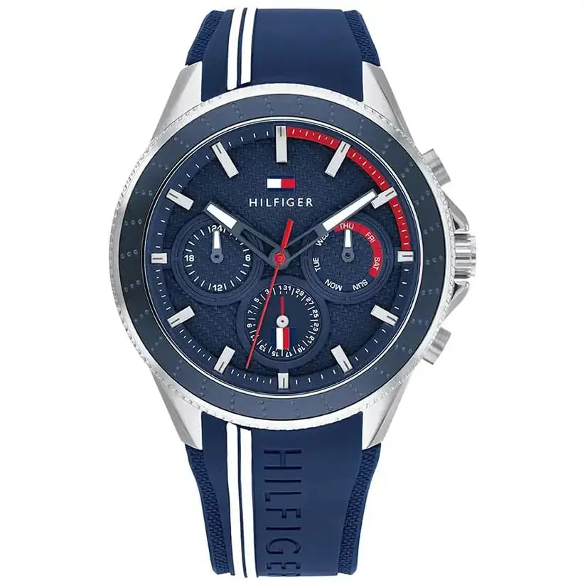 Tommy Hilfiger 1791859 Analogue Multifunction Quartz Watch for Men with Blue Silicone Bracelet Tommy Hilfiger