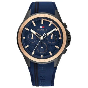 Tommy Hilfiger 1791860 Aiden Chronograph Blue Dial Blue Silicone Strap Watch For Men Tommy Hilfiger