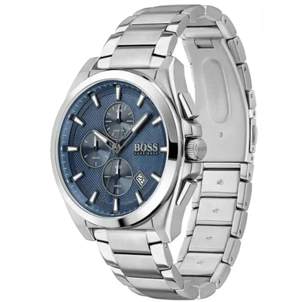 Hugo Boss 1513884 Grandmaster Blue Dial Silver Steel Strap Watch for Men Hugo Boss