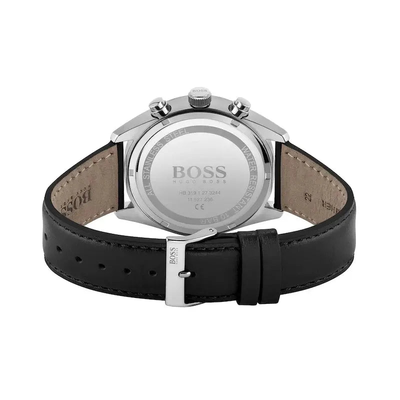 Hugo Boss 1513816 Champion Black Dial Black Leather Strap Watch for Men Hugo Boss