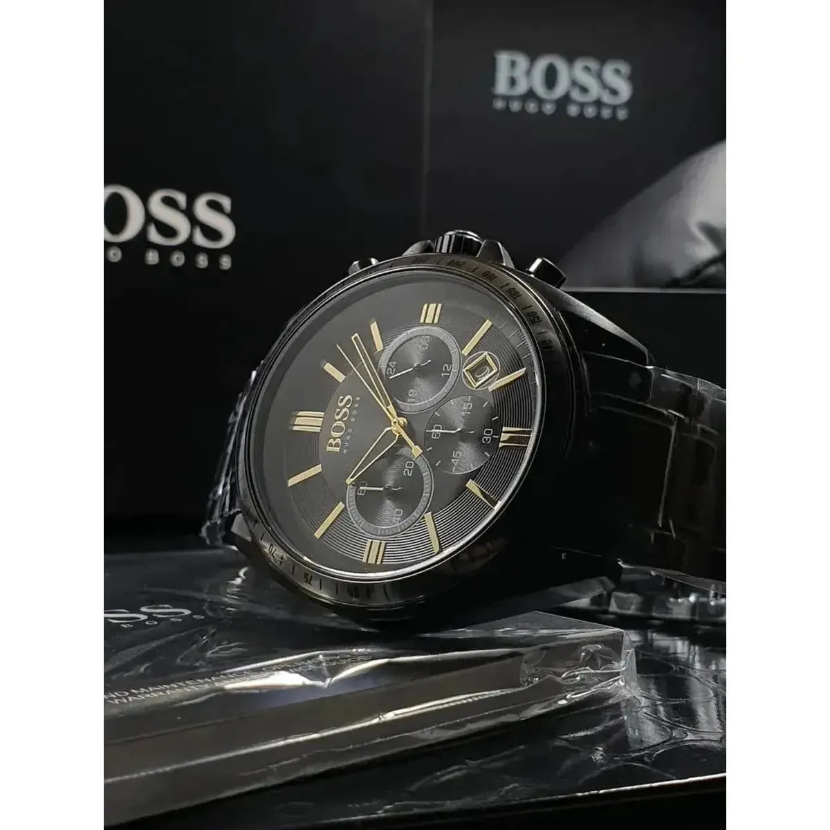 Hugo Boss 1513277 Driver Black Dial Black Steel Strap Watch for Men Hugo Boss