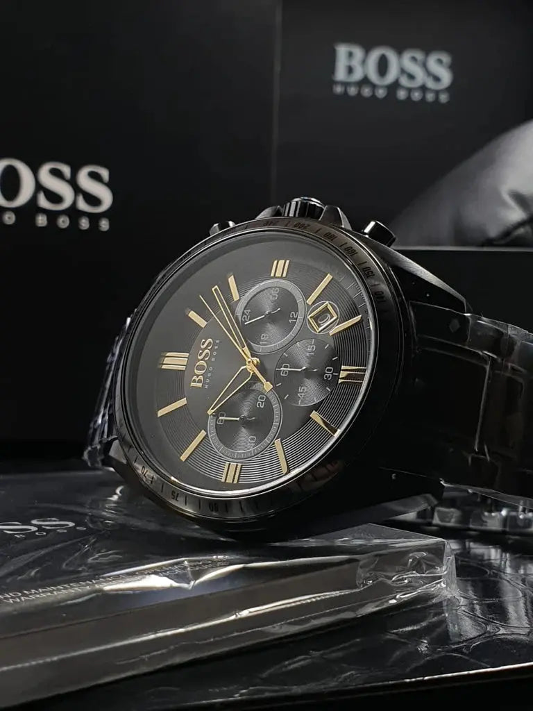 Hugo Boss 1513277 Driver Black Dial Black Steel Strap Watch for Men Hugo Boss