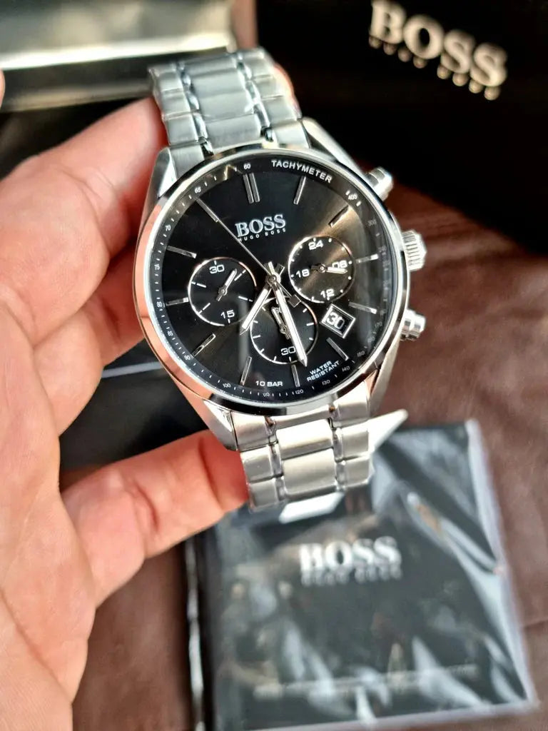 Hugo Boss 1513080 Driver Chronograph Black Dial Silver Steel Strap Watch For Men Hugo Boss