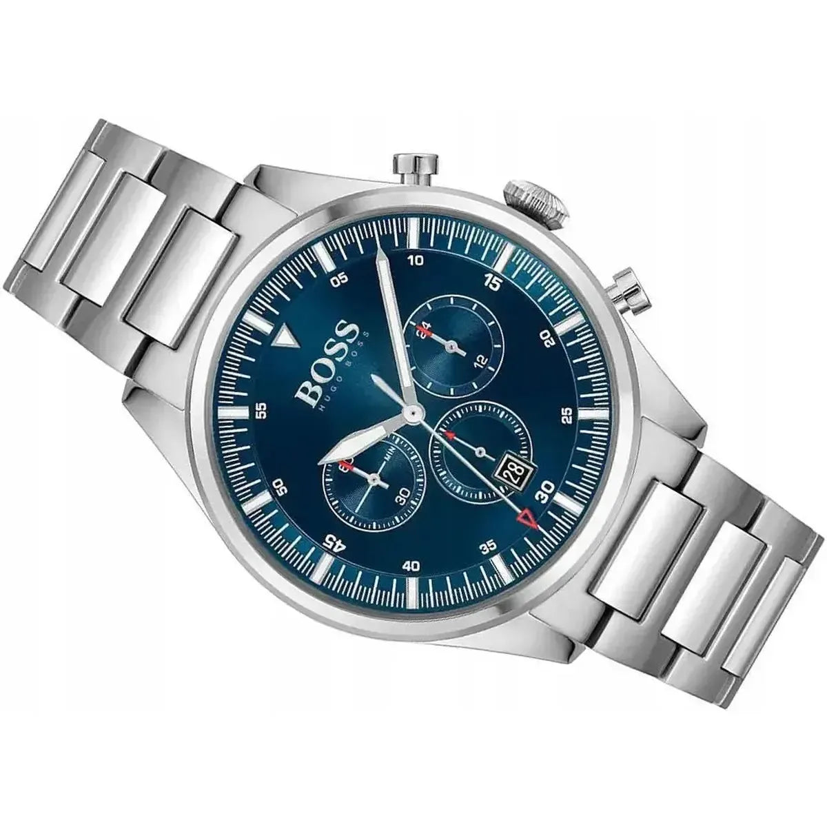 Hugo Boss 1513867 Pioneer Blue Dial Silver Steel Strap Watch for Men Hugo Boss