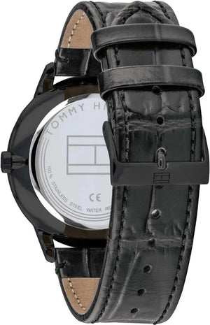 Tommy Hilfiger 1710388 Brad Chronograph Quartz Grey Dial Grey Leather Strap Watch For Men Tommy Hilfiger