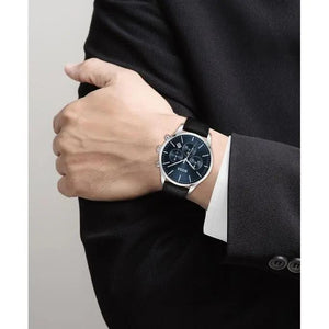 Hugo Boss 1514156 Avery Black Leather Belt Blue Dial Chronograph Men's Watch Hugo Boss