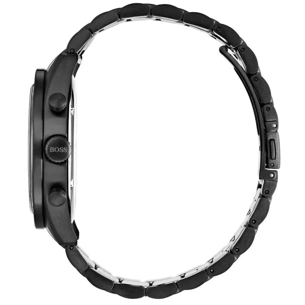 Hugo Boss 1513675 Trophy Black Dial Black Steel Strap Watch for Men Hugo Boss
