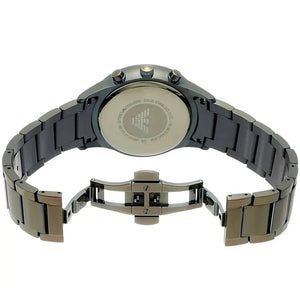 Emporio Armani AR11117 Renato Chronograph Quartz Grey Dial Green Steel Strap Watch For Men Emporio Armani