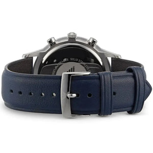 Emporio Armani AR11216 Renato Chronograph Blue Dial Black Leather Strap Watch For Men Emporio Armani