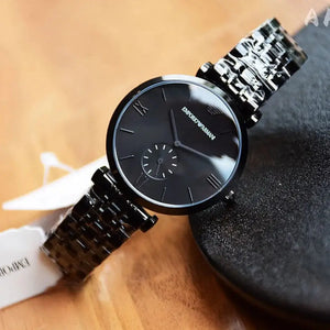 Emporio Armani AR11299 Gianni T Bar Analog Black Dial Black Steel Strap Watch For Men Emporio Armani