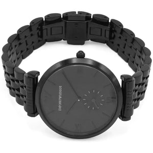 Emporio Armani AR11299 Gianni T Bar Analog Black Dial Black Steel Strap Watch For Men Emporio Armani