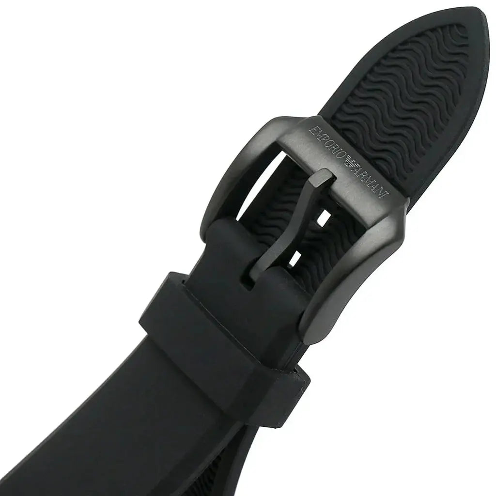 Emporio Armani AR11463 Diver Chronograph Quartz Green Dial Black Silicon Strap Watch For Men Emporio Armani