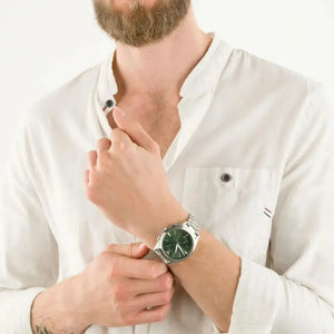 Emporio Armani AR11480 Chronograph Green Dial Silver Steel Strap Watch For Men Emporio Armani