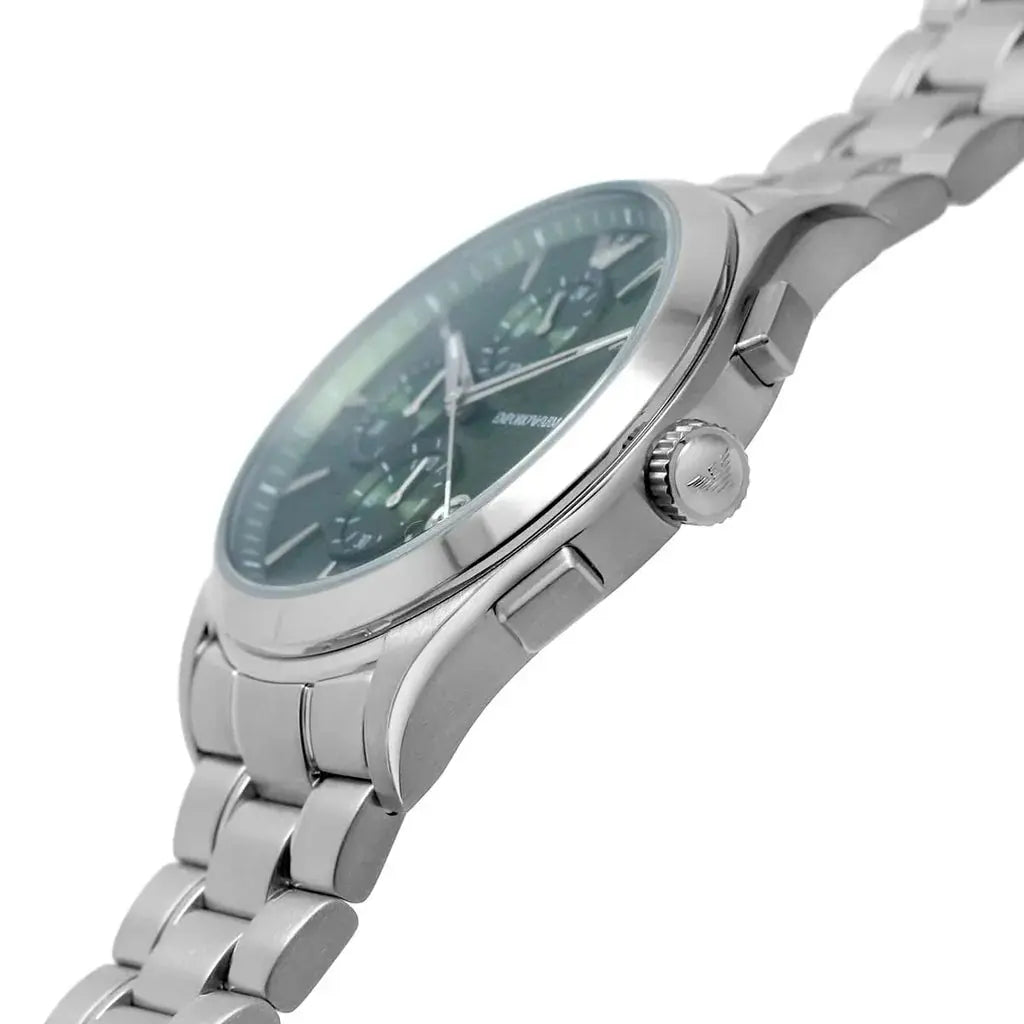 Emporio Armani AR11480 Chronograph Green Dial Silver Steel Strap Watch For Men Emporio Armani