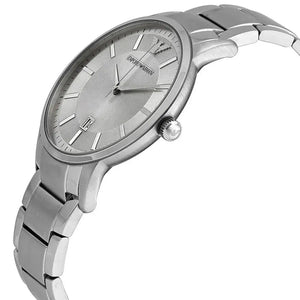 Emporio Armani AR2478 Classic Quartz Silver Dial Silver Steel Strap Watch For Men Emporio Armani