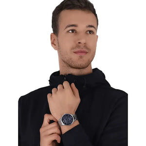 Emporio Armani AR60037 Renato Automatic Blue Dial Silver Steel Strap Watch For Men Emporio Armani