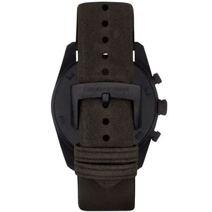 Emporio Armani AR6078 Sportivo Chronograph Beige Dial Brown Leather Strap Watch For Men Emporio Armani