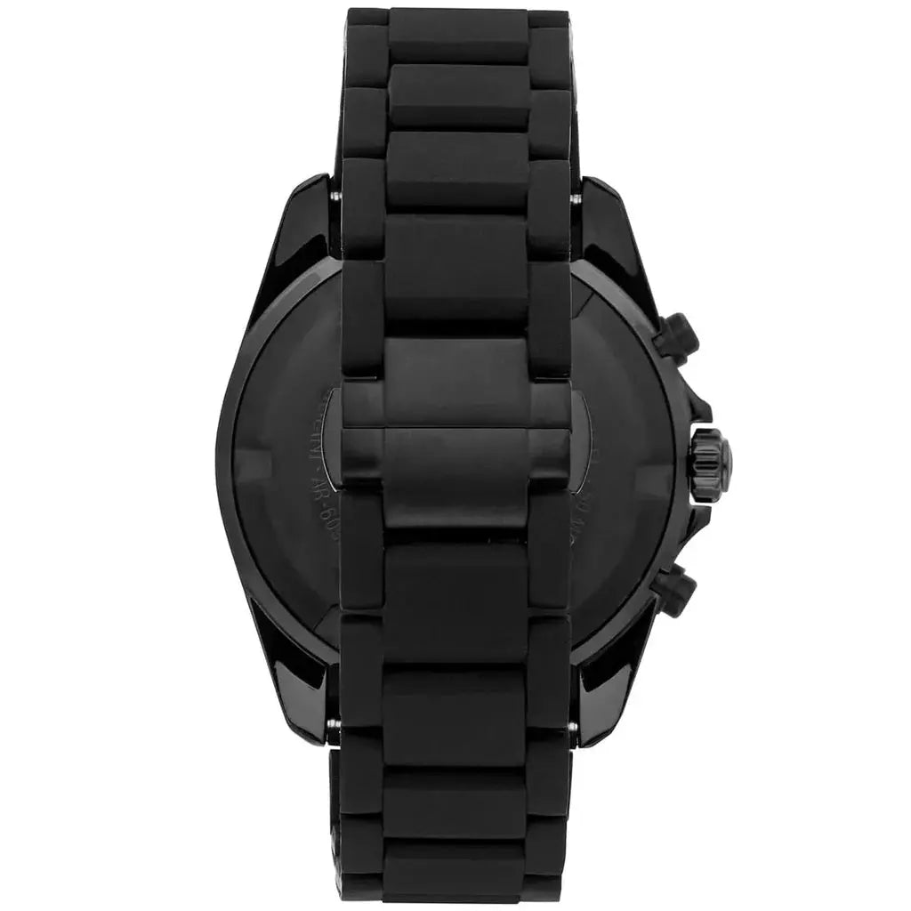 Emporio Armani AR6092 Sportivo Chronograph Black Dial Black Silicone Strap Watch For Men Emporio Armani