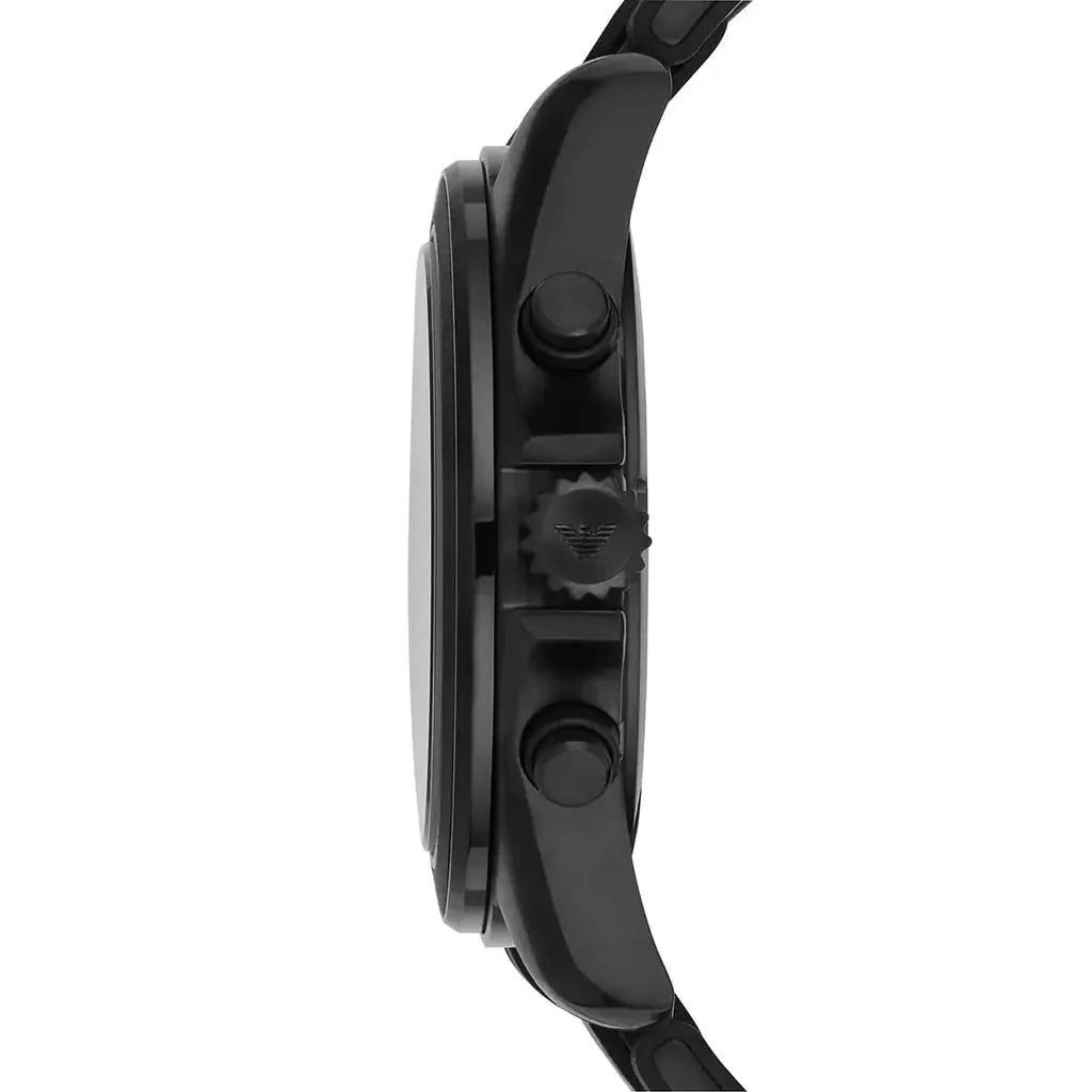 Emporio Armani AR6092 Sportivo Chronograph Black Dial Black Silicone Strap Watch For Men Emporio Armani
