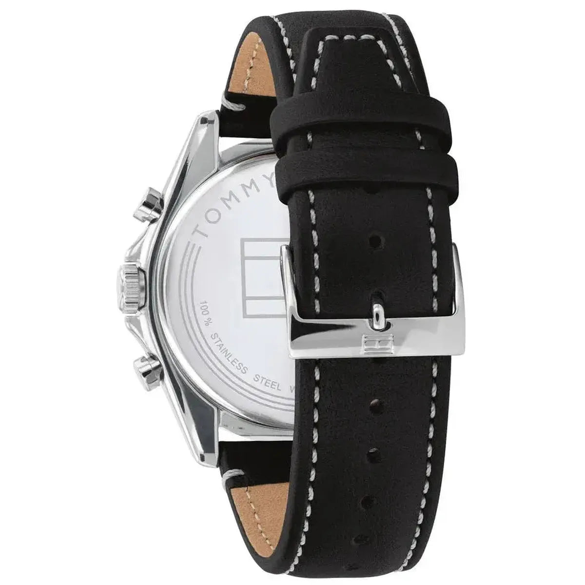 Tommy Hilfiger 1791838 Parker Chronograph Quartz Grey Dial Black Leather Strap Watch For Men Tommy Hilfiger