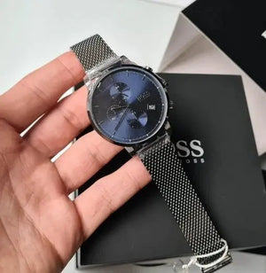 Hugo Boss 1513934 Skymaster Chronograph Grey Dial Grey Mesh Bracelet Watch for Men Hugo Boss