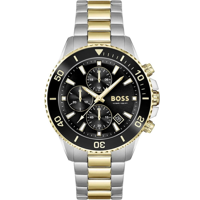 BOSS Admiral 1513908 two-tone chronograph with mineral crystal