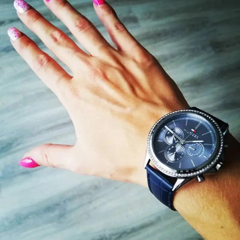 Tommy Hilfiger 1781979 Ari Quartz Diamonds Blue Dial Blue Leather Strap Watch for Women Tommy Hilfiger