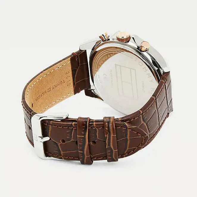 Tommy Hilfiger 1710450 Baker Chronograph White Dial Brown Leather Strap Watch For Men Tommy Hilfiger