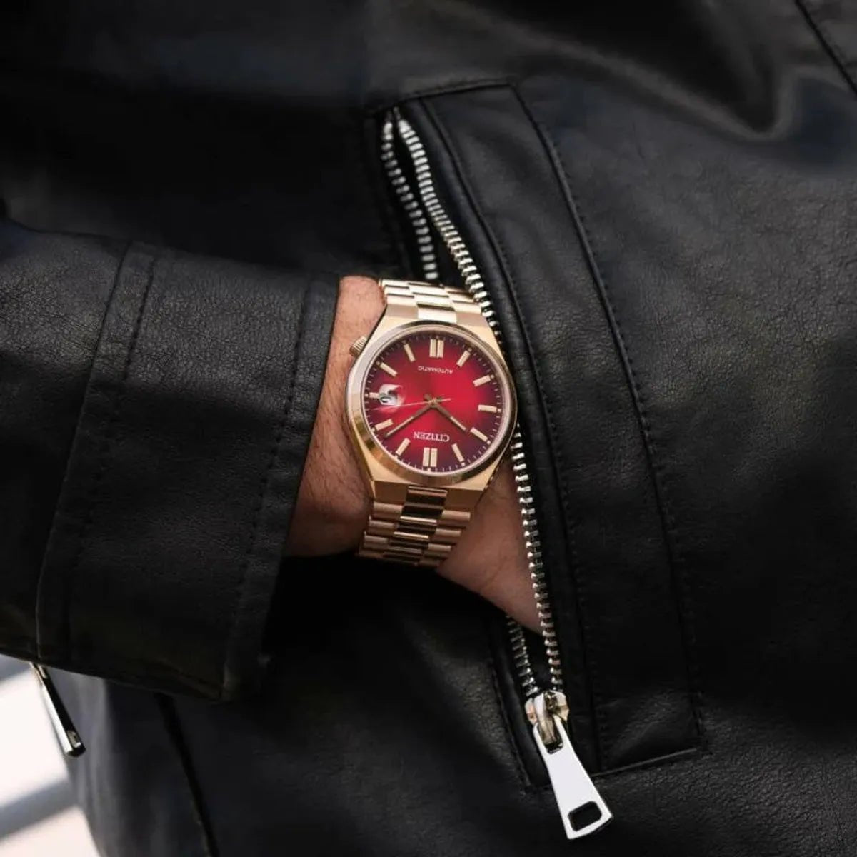Citizen Tsuyosa Red Dial Gold - Tone Automatic Men's Watch NJ0153 - 82X - Watch Enclave