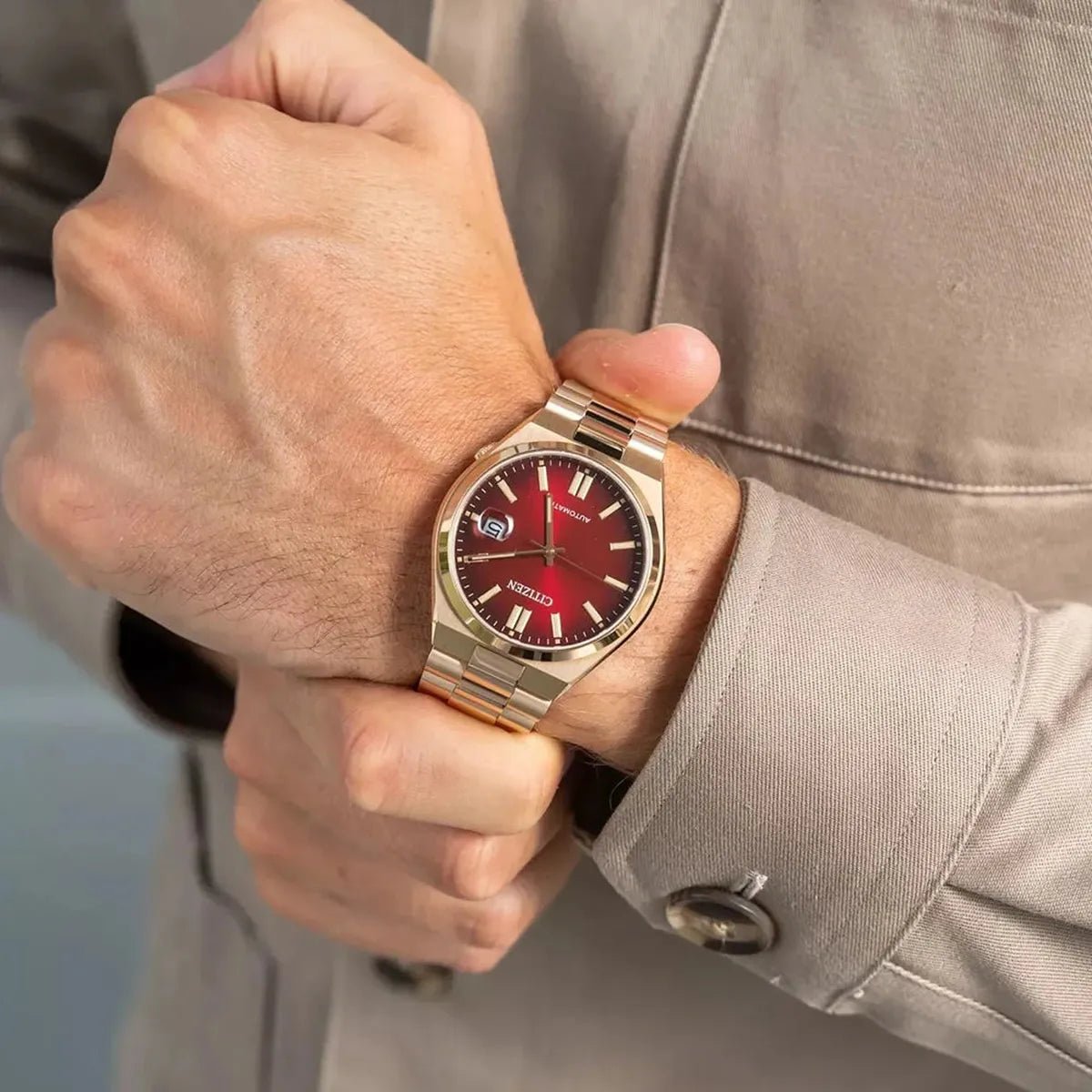 Citizen Tsuyosa Red Dial Gold - Tone Automatic Men's Watch NJ0153 - 82X - Watch Enclave