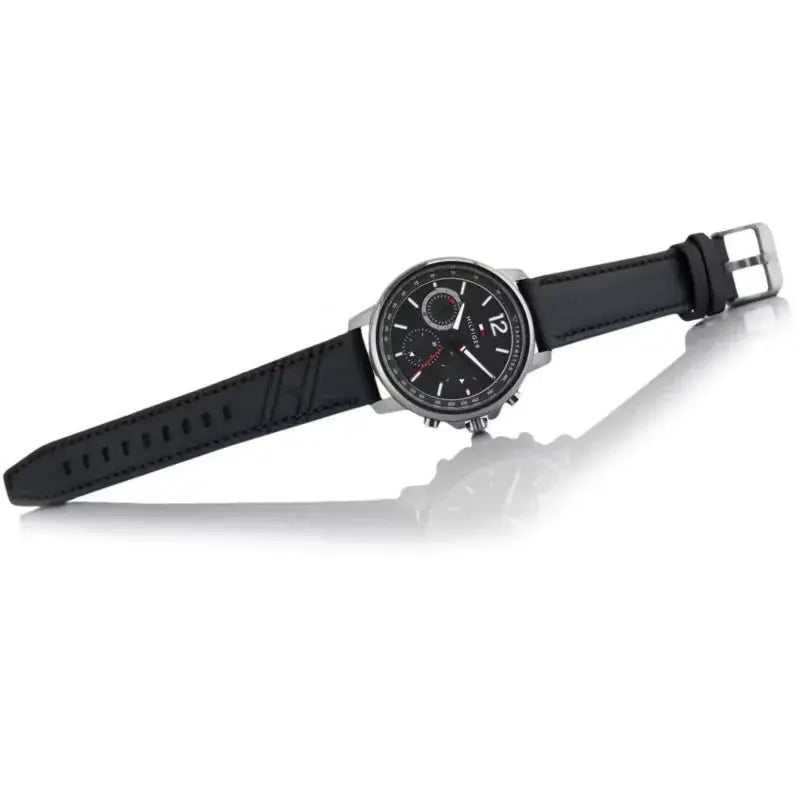 Tommy Hilfiger 1791533 London Chronograph Grey Dial Black Leather Strap Watch for Men Tommy Hilfiger
