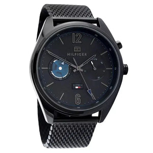 Tommy Hilfiger 1791547 Deacon Analog Black Dial Black Mesh Bracelet Watch for Men Tommy Hilfiger