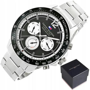 Tommy Hilfiger 1791120 Luke Quartz Black Dial Silver Steel Strap Watch for Men Tommy Hilfiger