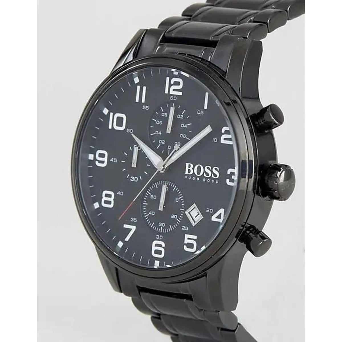 Hugo Boss 1513180 Chronograph Black Dial Black Steel Strap Watch for Men Hugo Boss