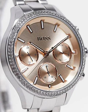 Hugo Boss 1502565 Hera Rose Pink Dial Silver Steel Strap Watch for Women Hugo Boss