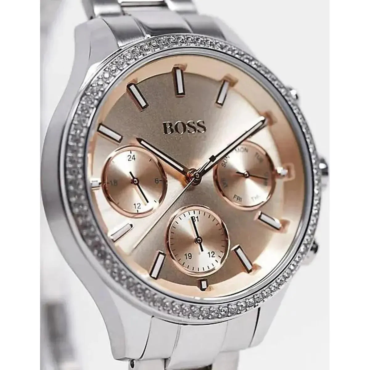 Hugo Boss 1502565 Hera Rose Pink Dial Silver Steel Strap Watch for Women Hugo Boss