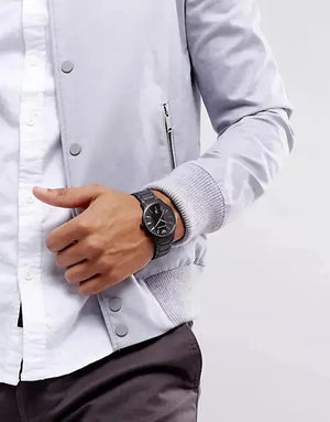 Emporio Armani AR11079 Renato Quartz Black Dial Black Steel Strap Watch For Men Emporio Armani