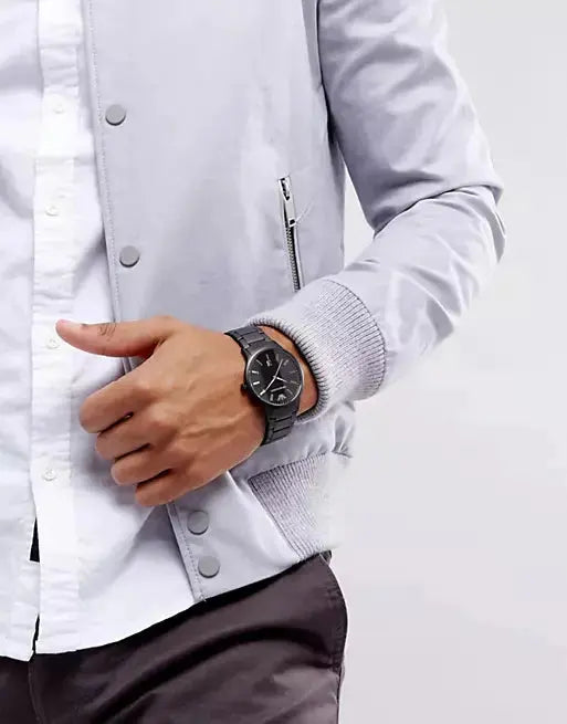 Emporio Armani AR11079 Renato Quartz Black Dial Black Steel Strap Watch For Men Emporio Armani