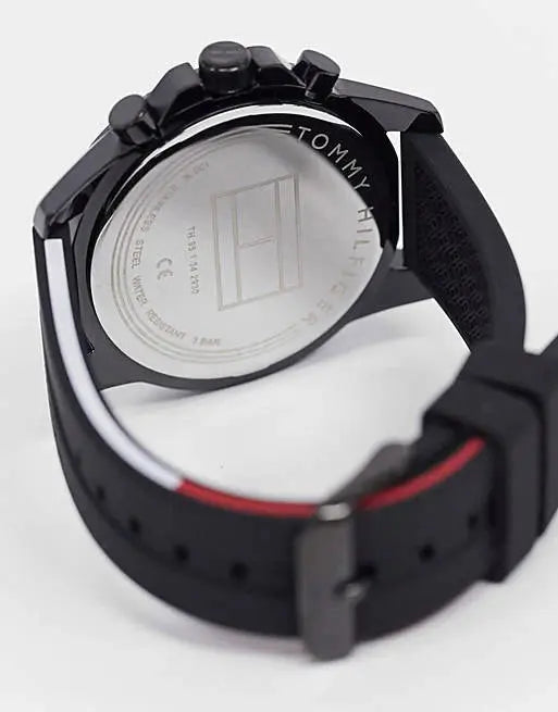 Tommy Hilfiger 1791793 Mason Black Dial Black Rubber Strap Watch for Men Tommy Hilfiger