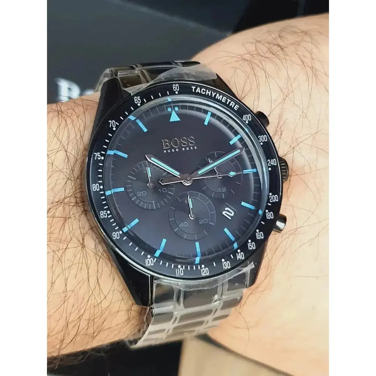 Hugo Boss 1513675 Trophy Black Dial Black Steel Strap Watch for Men Hugo Boss