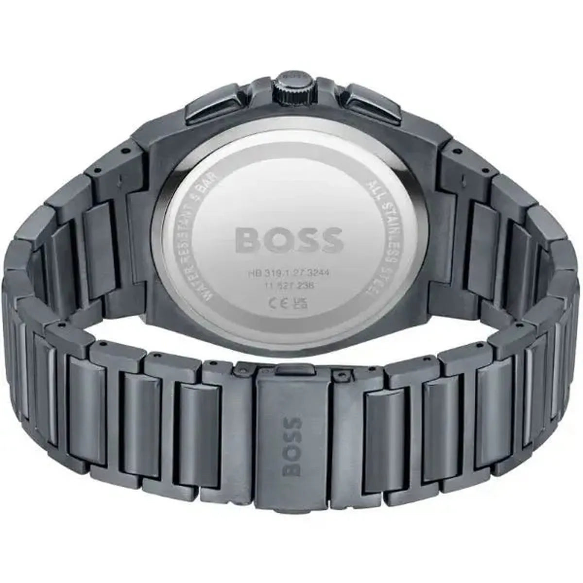 Hugo Boss 1513996 Steer Chronograph Quartz Grey Dial Grey Steel Strap Watch For Men Hugo Boss