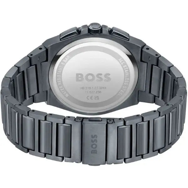 Hugo Boss 1513996 Steer Chronograph Quartz Grey Dial Grey Steel Strap Watch For Men Hugo Boss