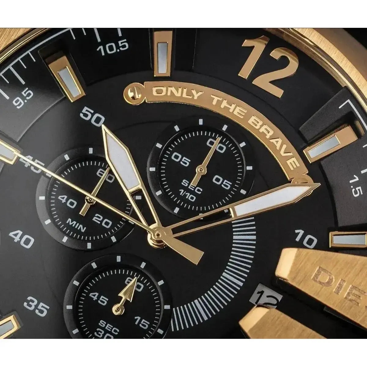 Diesel DZ4344 Mega Chief Chronograph Black Dial Black Leather Strap Watch For Men Diesel