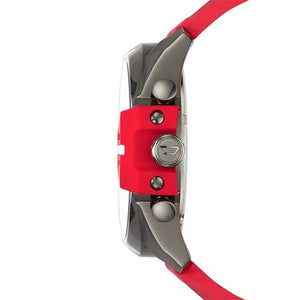 Diesel  DZ4427 Mega Chief Chronograph Black Dial Red Silicone Strap Watch For Men Diesel