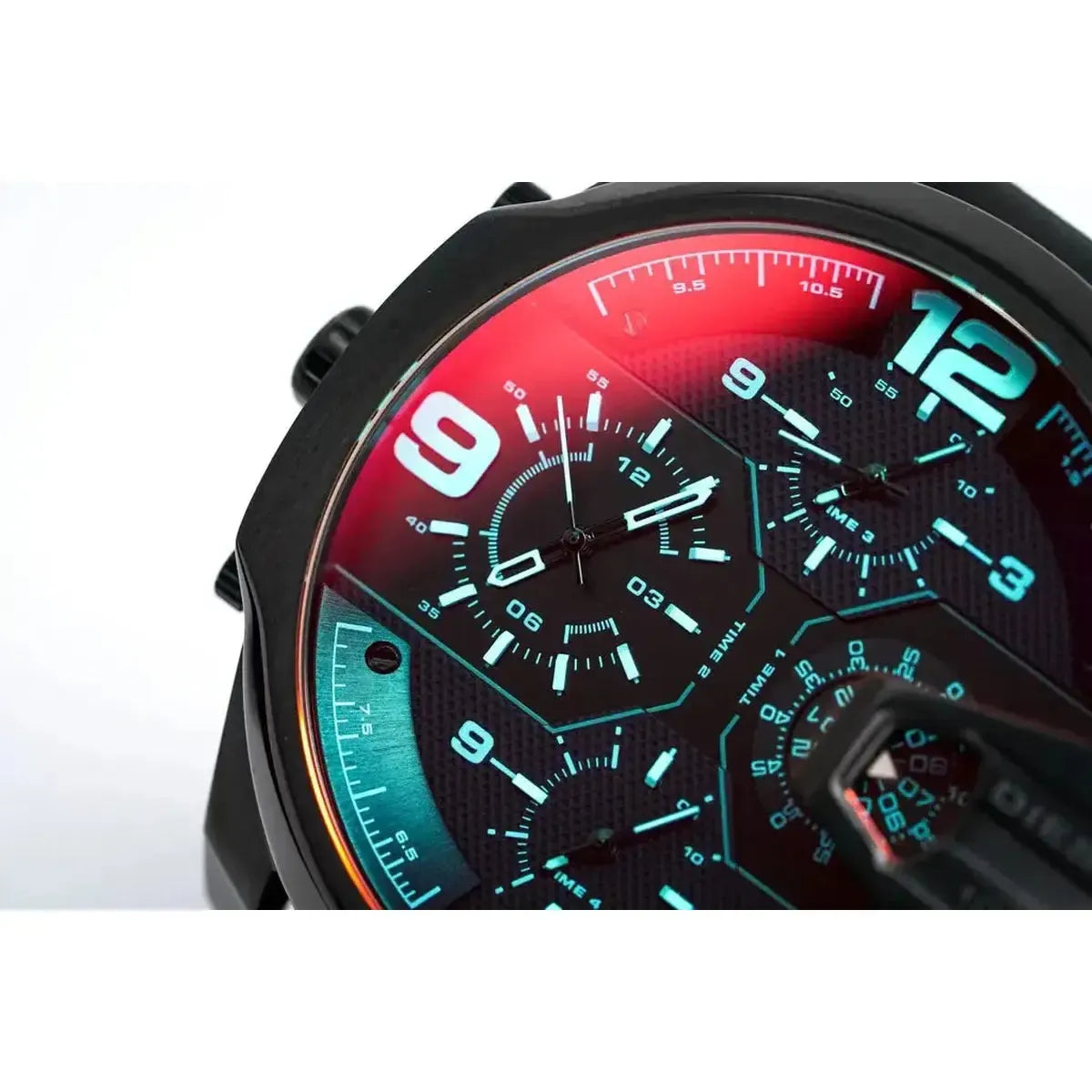 Diesel DZ7373 Uber Chief Chronograph Red Dial Black Steel Strap Watch For Men Diesel