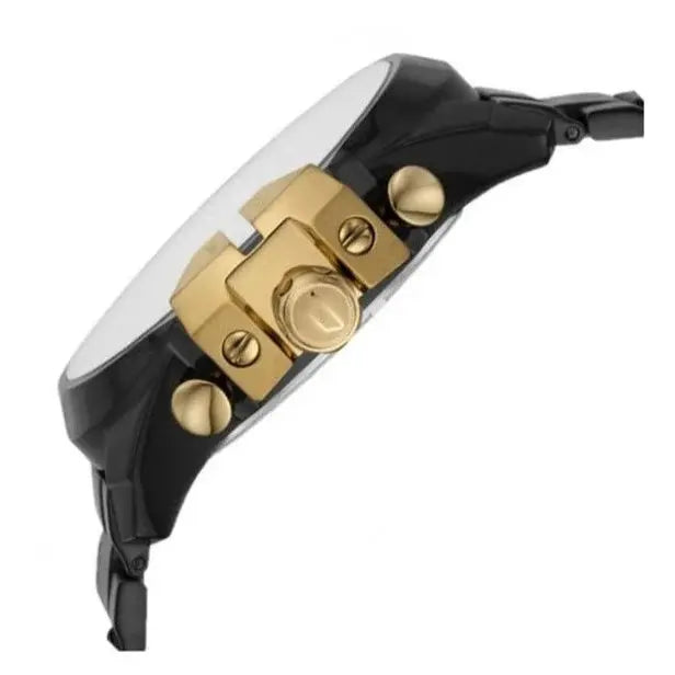 Diesel DZ4485 Mega Chief Chronograph Gold Dial Black Steel Strap Watch For Men Diesel