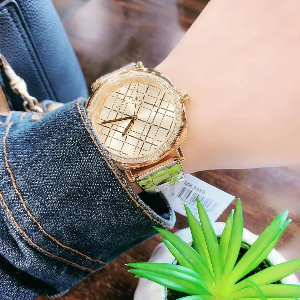 Michael Kors MK3989 Nia Quartz Gold Dial Gold Steel Strap Watch For Women Michael Kros