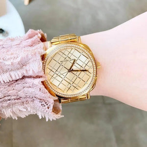 Michael Kors MK3989 Nia Quartz Gold Dial Gold Steel Strap Watch For Women Michael Kros