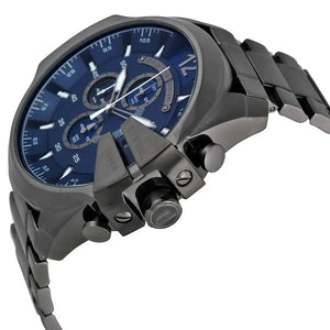 Diesel DZ4329 Mega Chief Chronograph Blue Dial Black Steel Strap Watch For Men Diesel