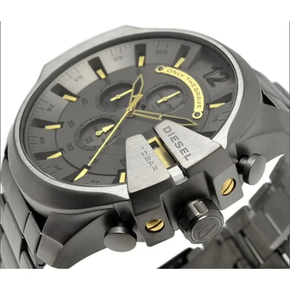 Diesel DZ4466 Mega Chief Chronograph Grey Dial Grey Steel Strap Watch For Men Diesel